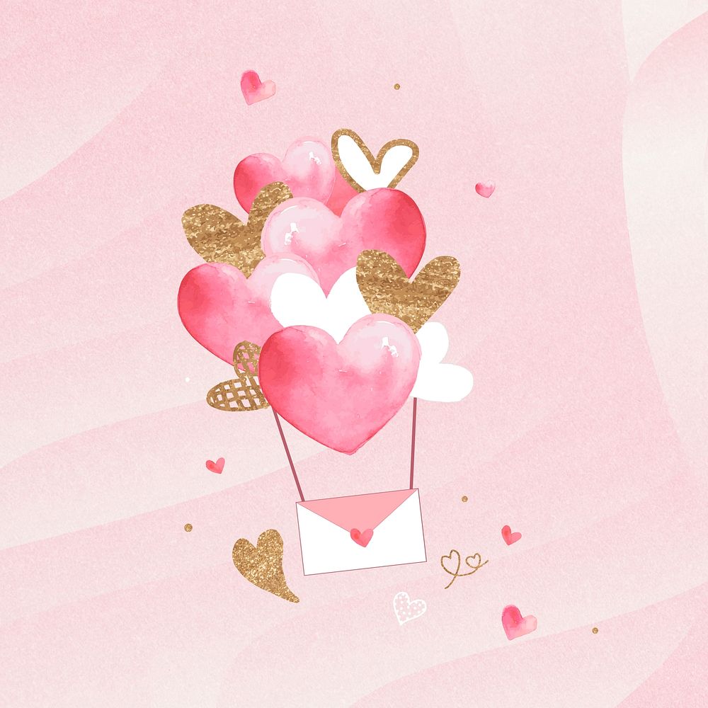 Aesthetic pink hearts background, love letter design