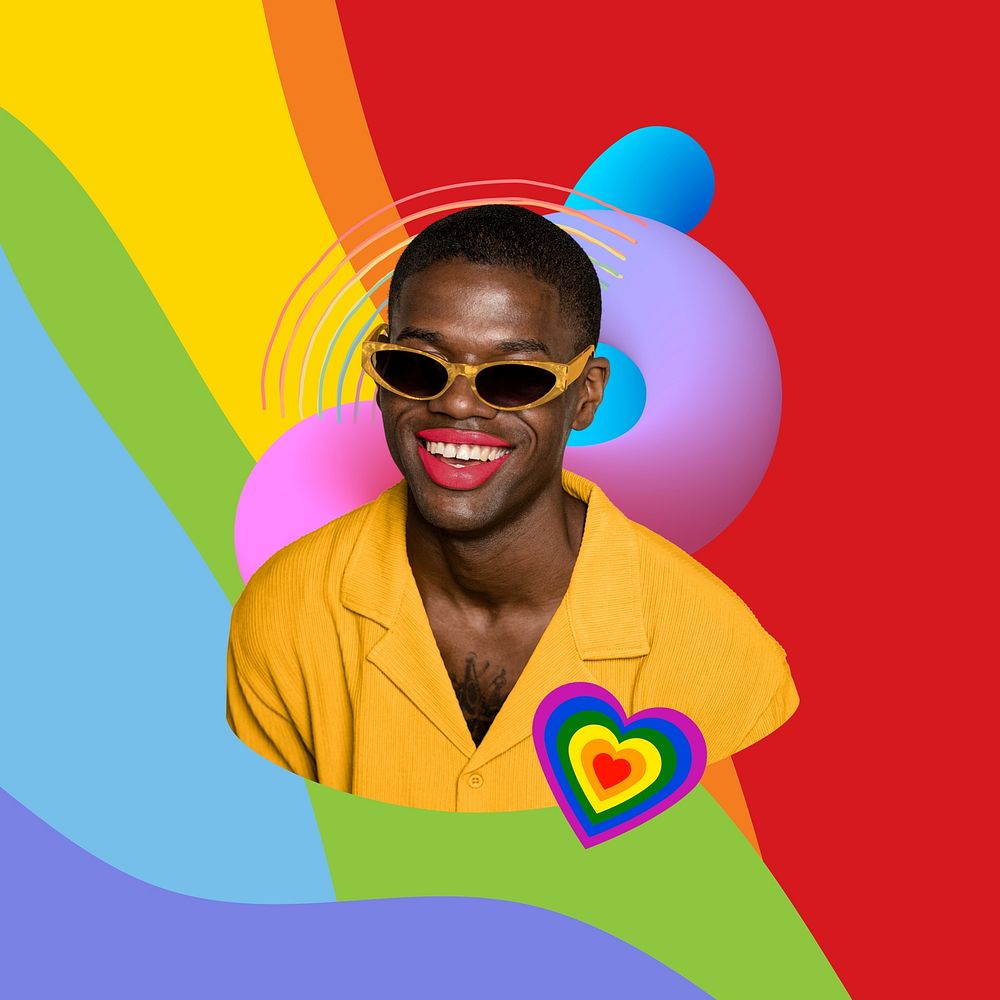 Colorful pride month background, African American man design