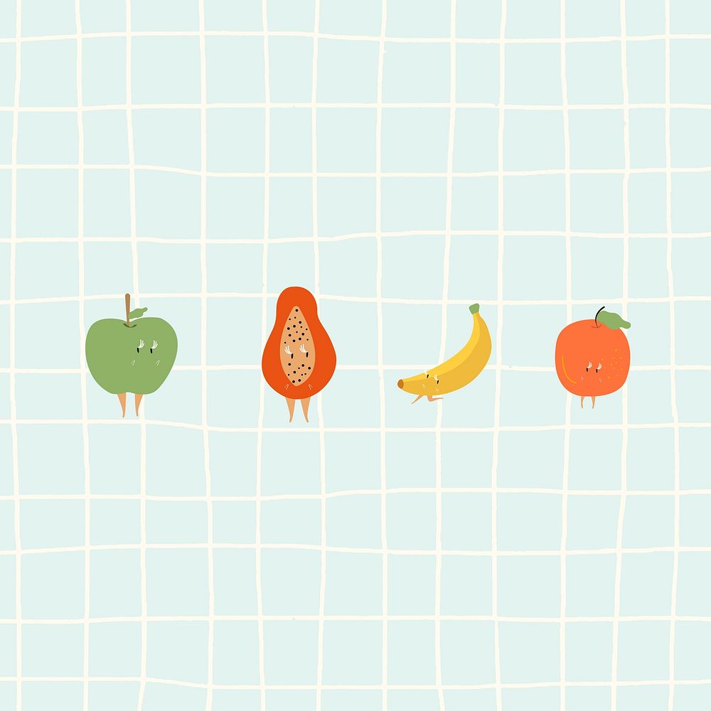 Cute fruit green background, grid design