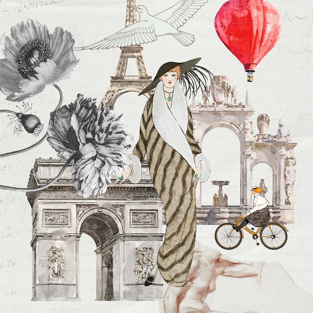 Aesthetic France travel background, vintage design