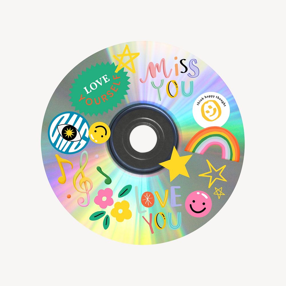 Cute colorful disc collage element