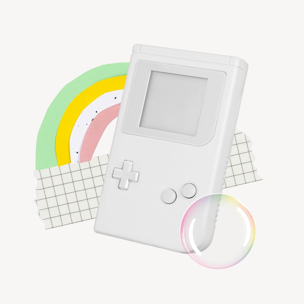 Handheld console collage element, gaming design