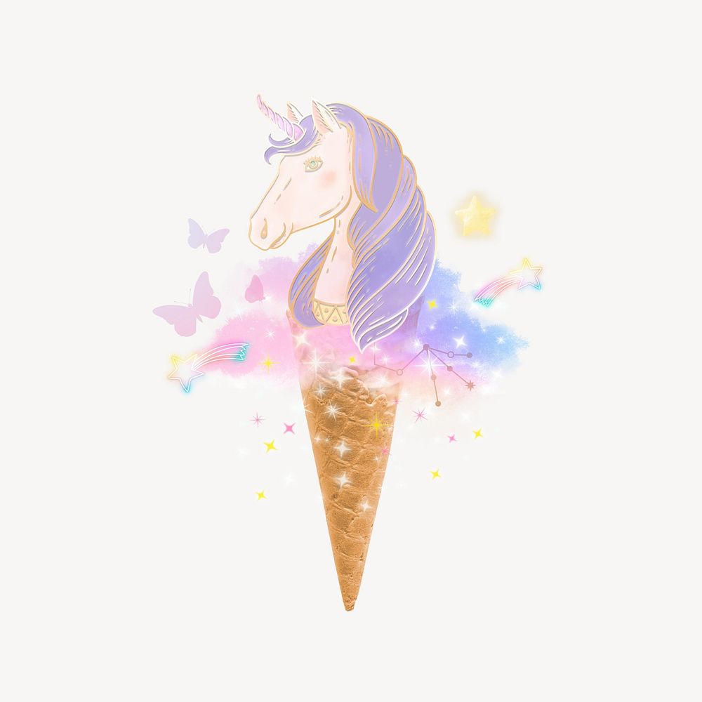 Unicorn ice-cream, aesthetic gradient design
