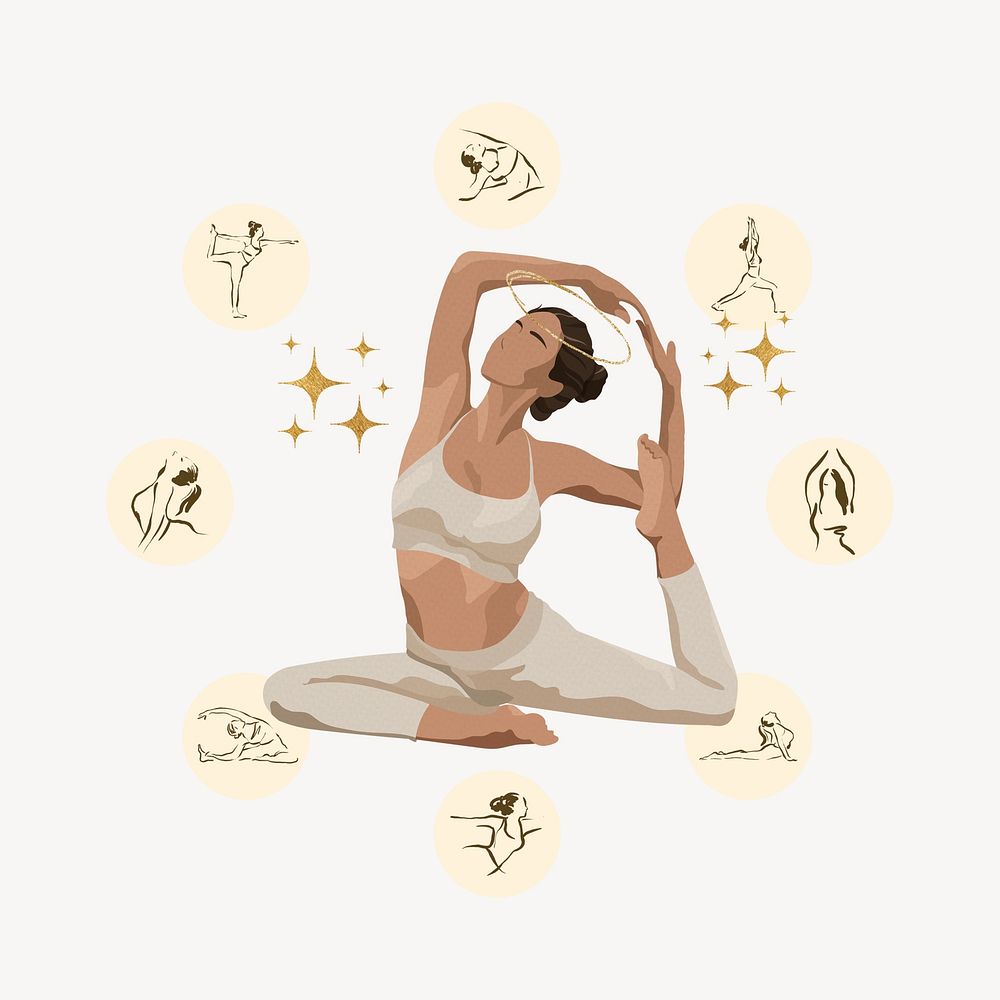 Yoga poses collage element, mindfulness design