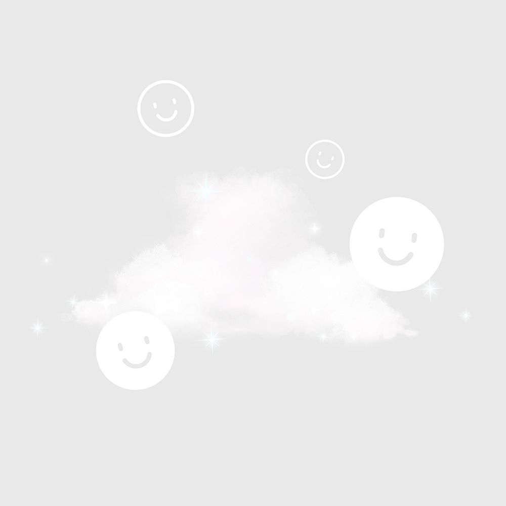 Cloud with cute smiling emoticons