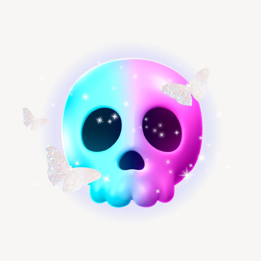 Colorful skull collage element, aesthetic design