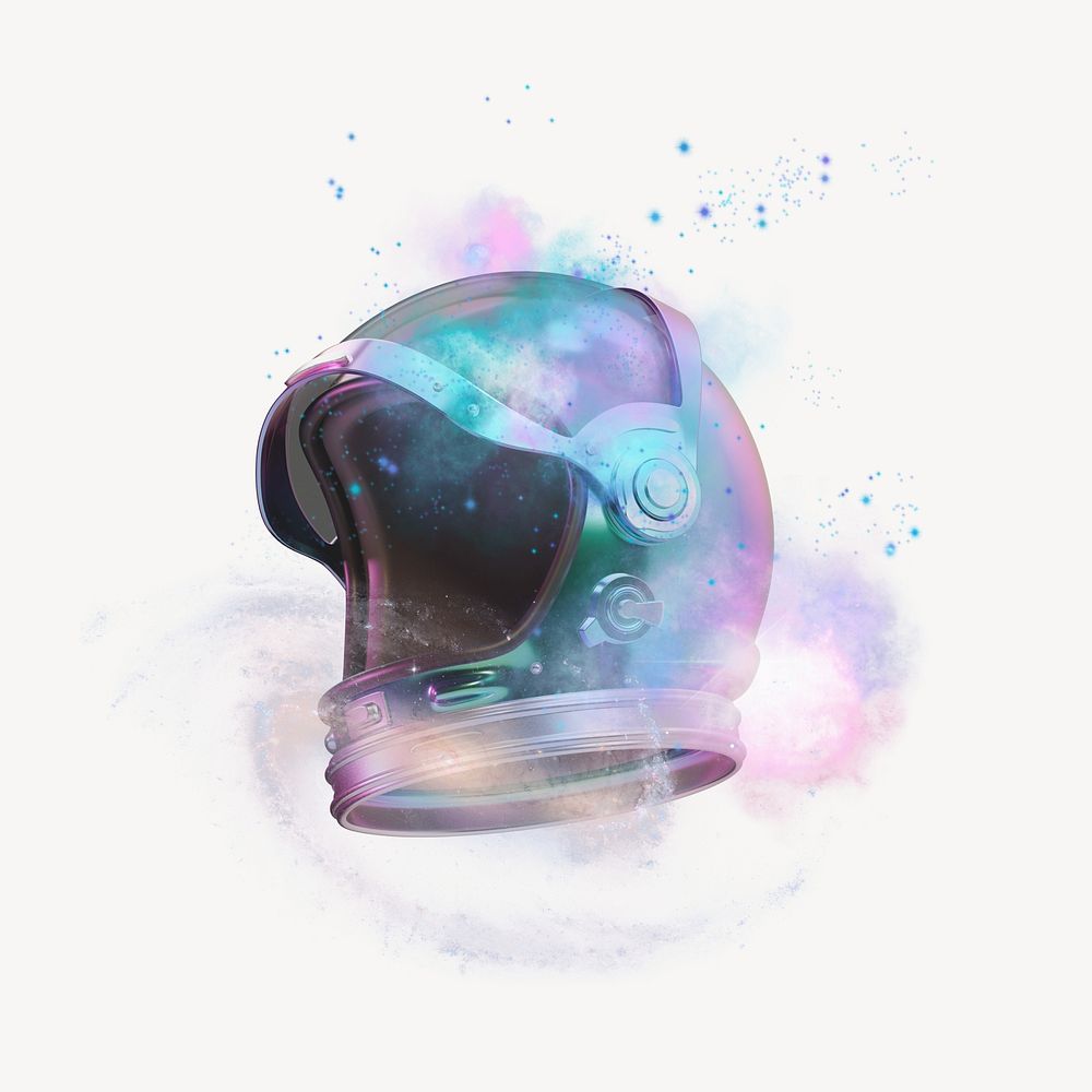 Aesthetic astronaut helmet collage element, colorful design