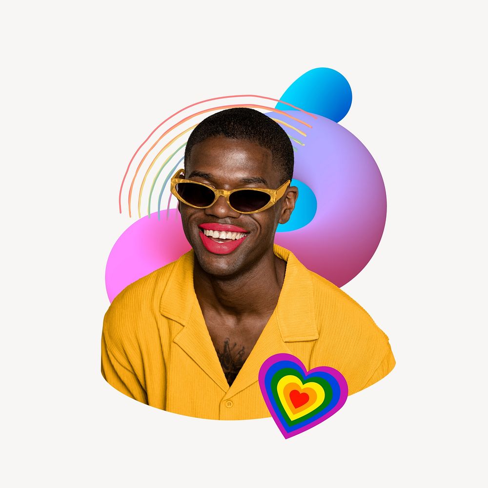 Pride month collage element, African American man design
