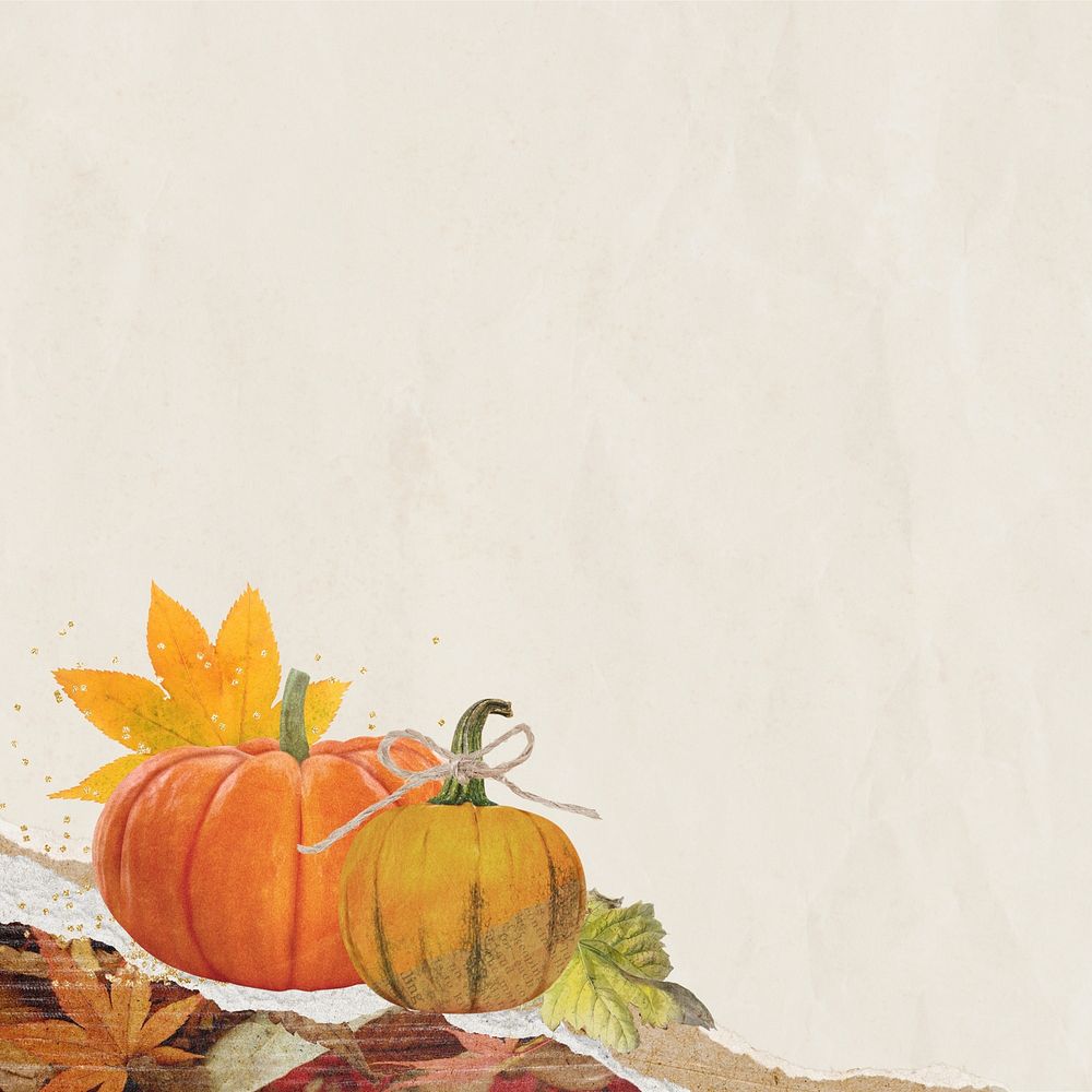 Aesthetic Autumn pumpkin background, seasonal collage