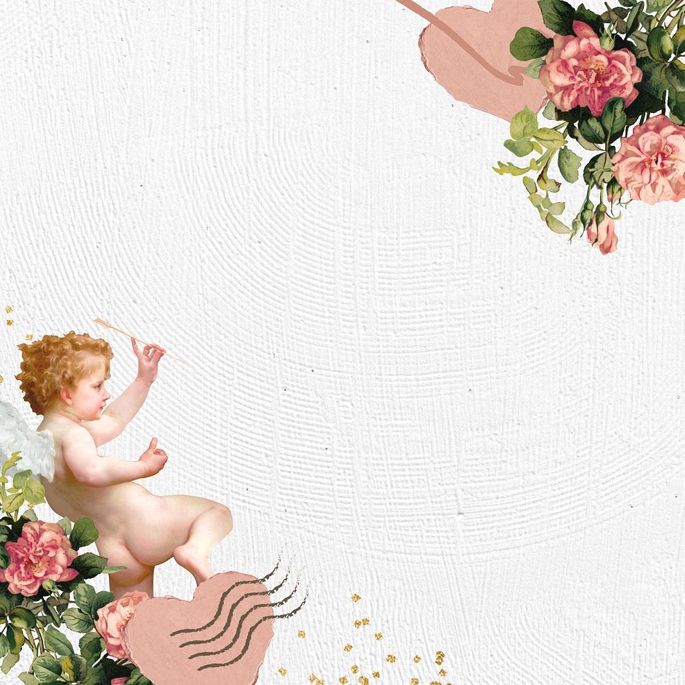 Cute Valentine's Day background, floral border