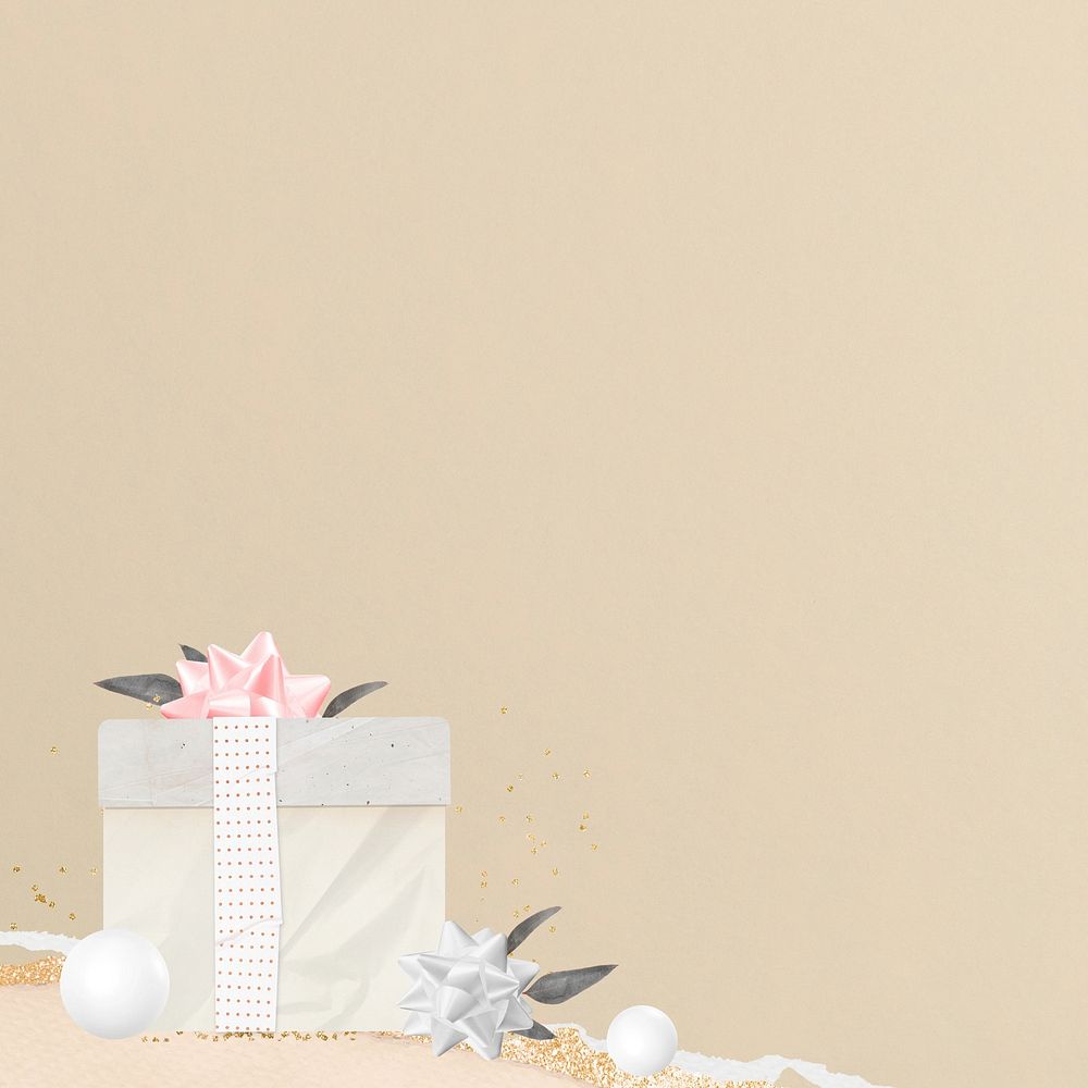Birthday gift box background, beige textured design