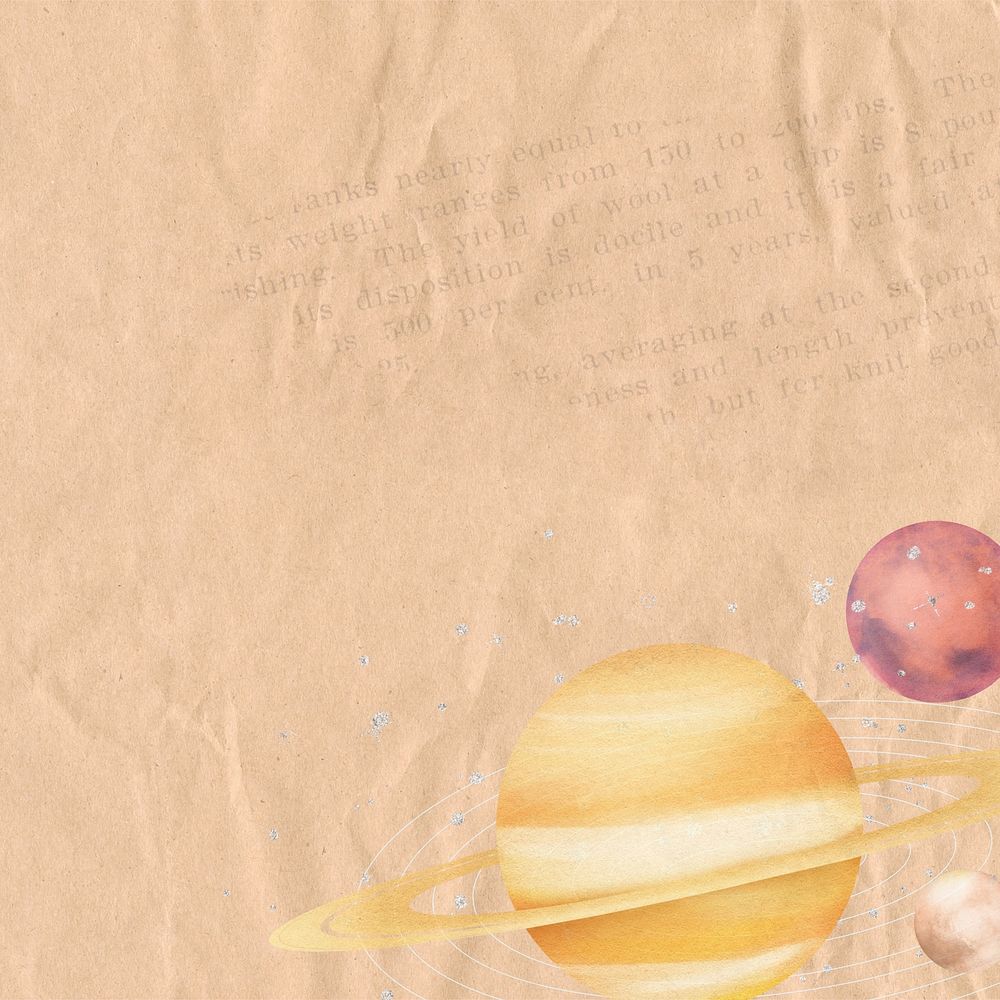 Aesthetic Saturn galaxy background, paper textured design