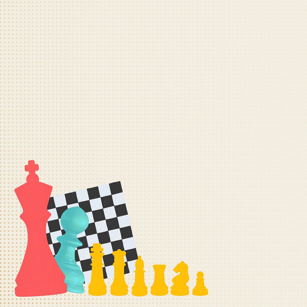 Business strategy chess background, cute collage