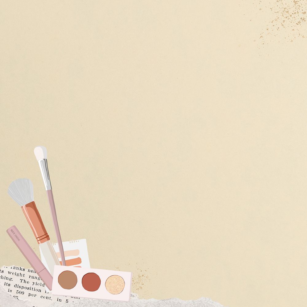 Beauty makeup aesthetic background, paper collage