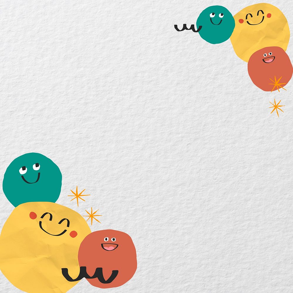 Smiling emoji border  doodle background