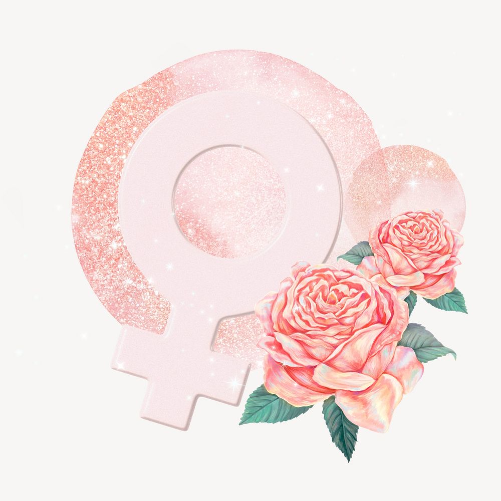 Woman gender symbol, floral collage