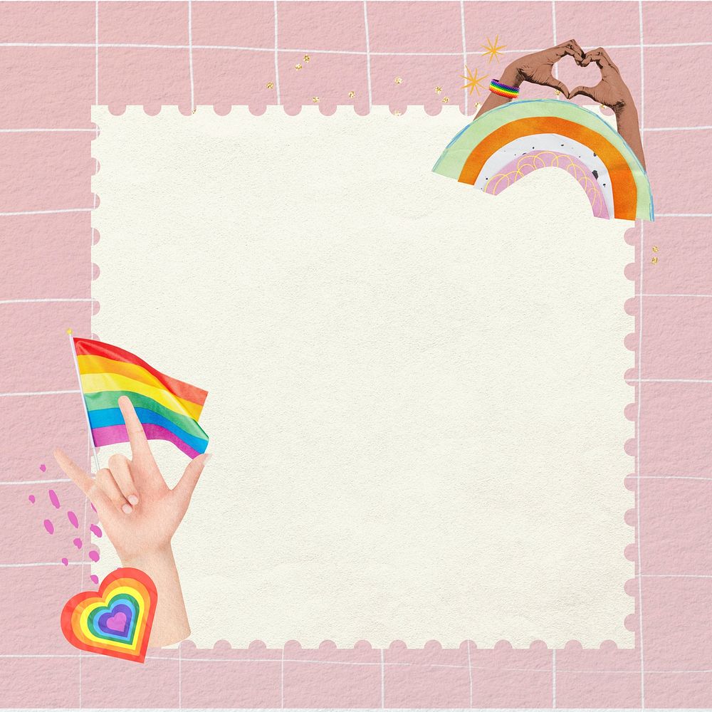 LGBTQ note paper, pride flag collage
