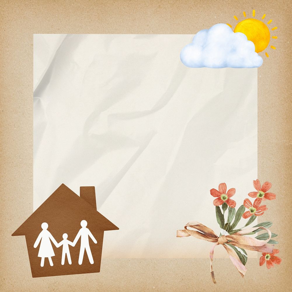Home wrinkled paper background, family insurance design