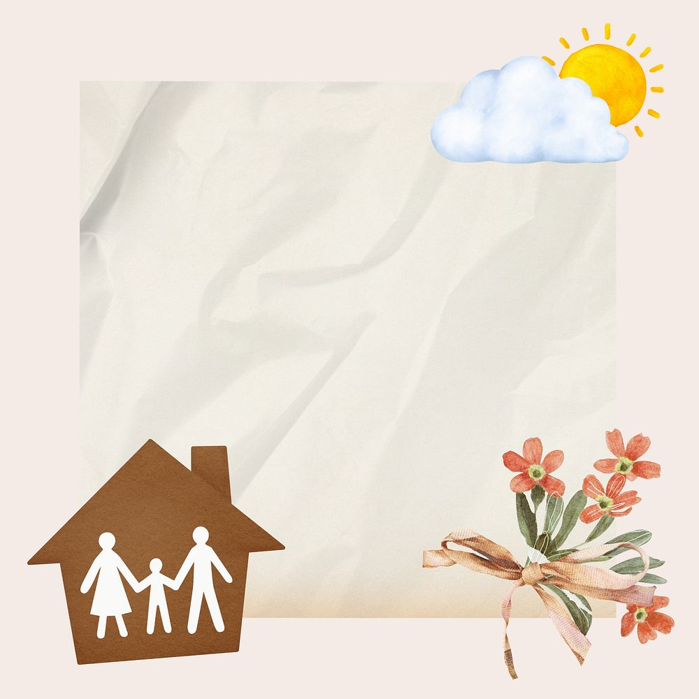 House wrinkled paper background, insurance design