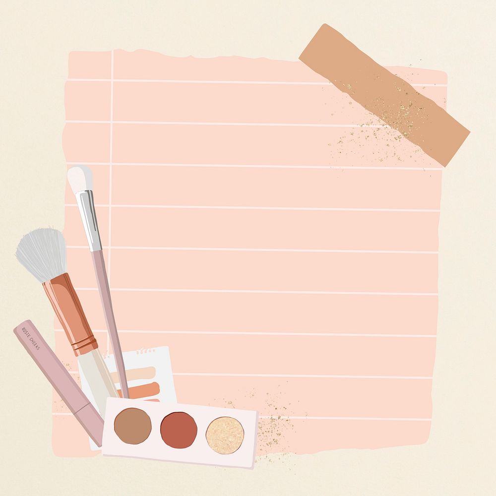 Line note paper, makeup guru aesthetic collage