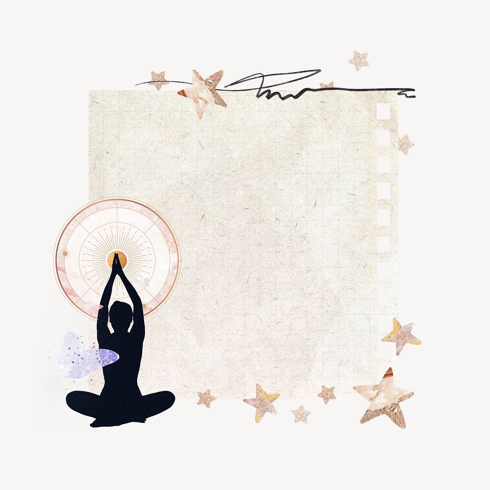 Meditation aesthetic note paper, wellness collage