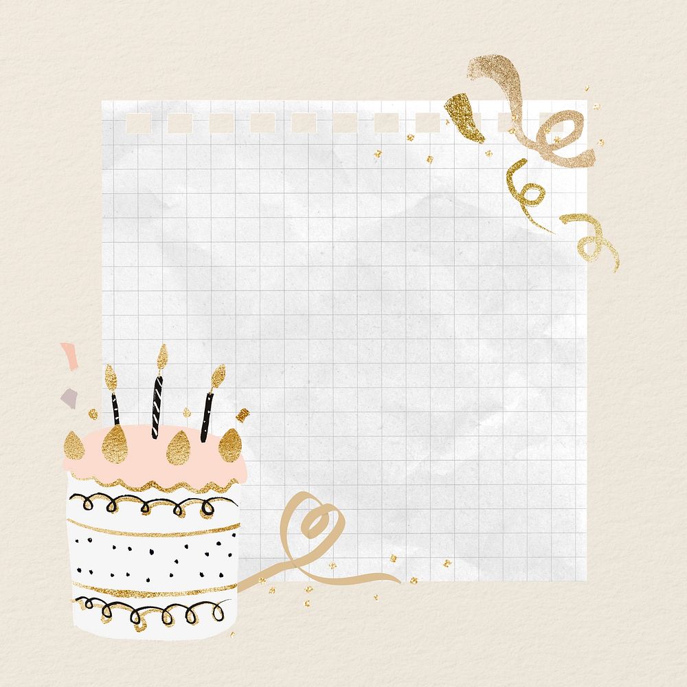 Birthday cake note paper collage