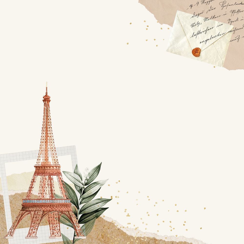 Eiffel tower aesthetic background, travel collage