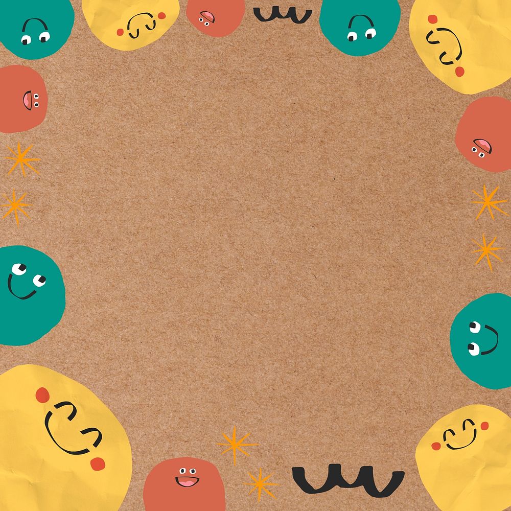 Brown emoji doodle frame background