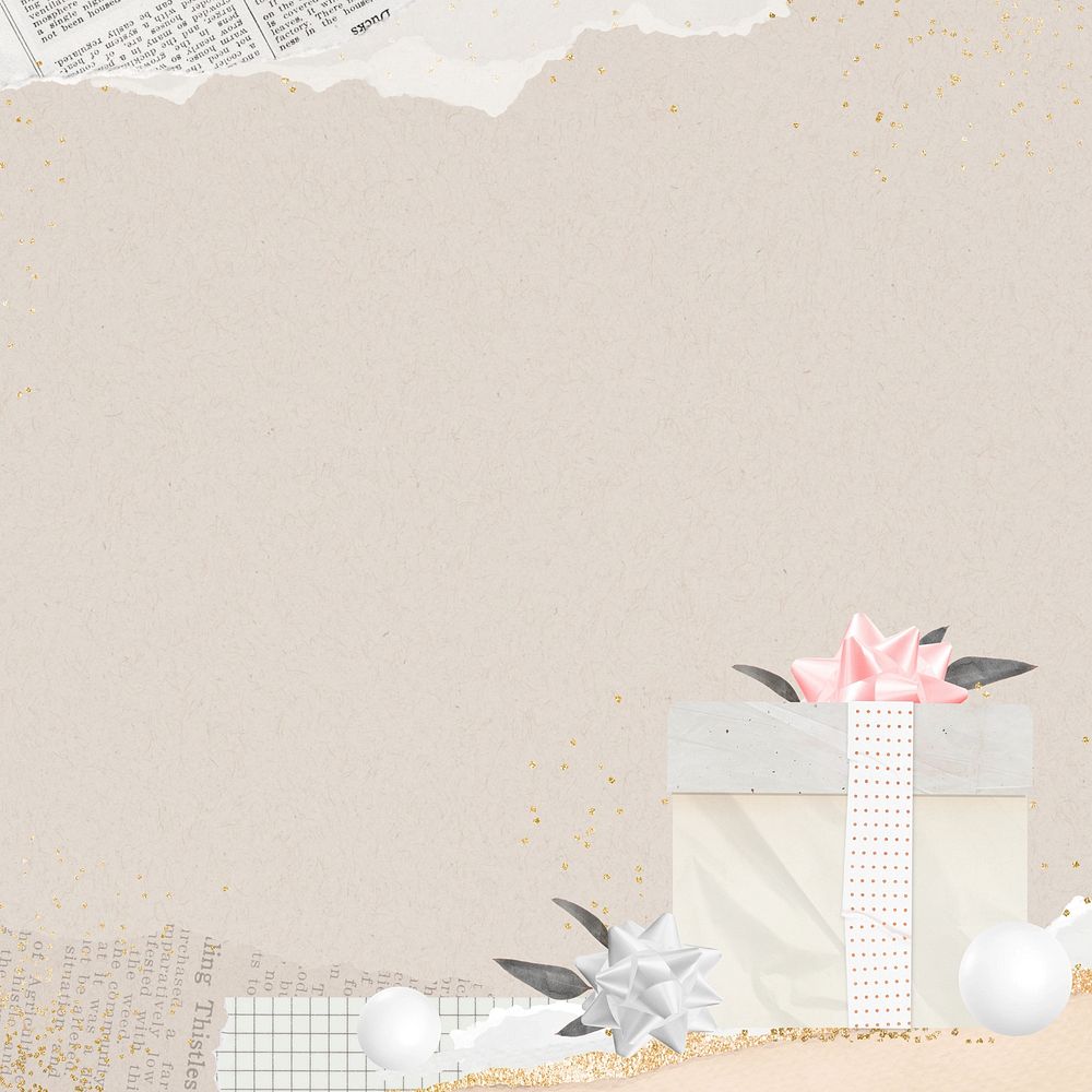 Aesthetic birthday present background, ripped paper border