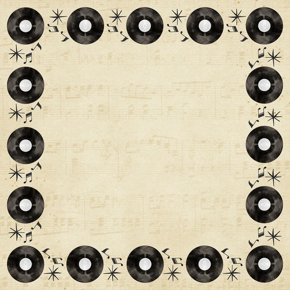 Vinyl record music frame background, retro patterned design
