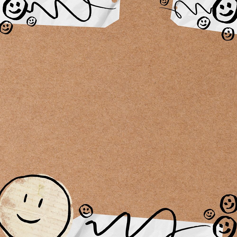 Brown emoji doodle border background