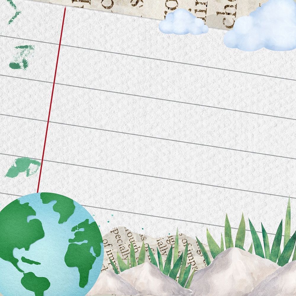 Note paper environment background, globe border collage