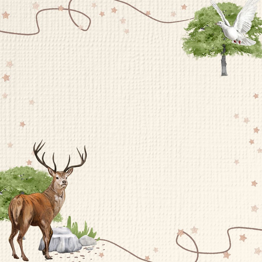 Aesthetic stag frame background, wildlife and nature