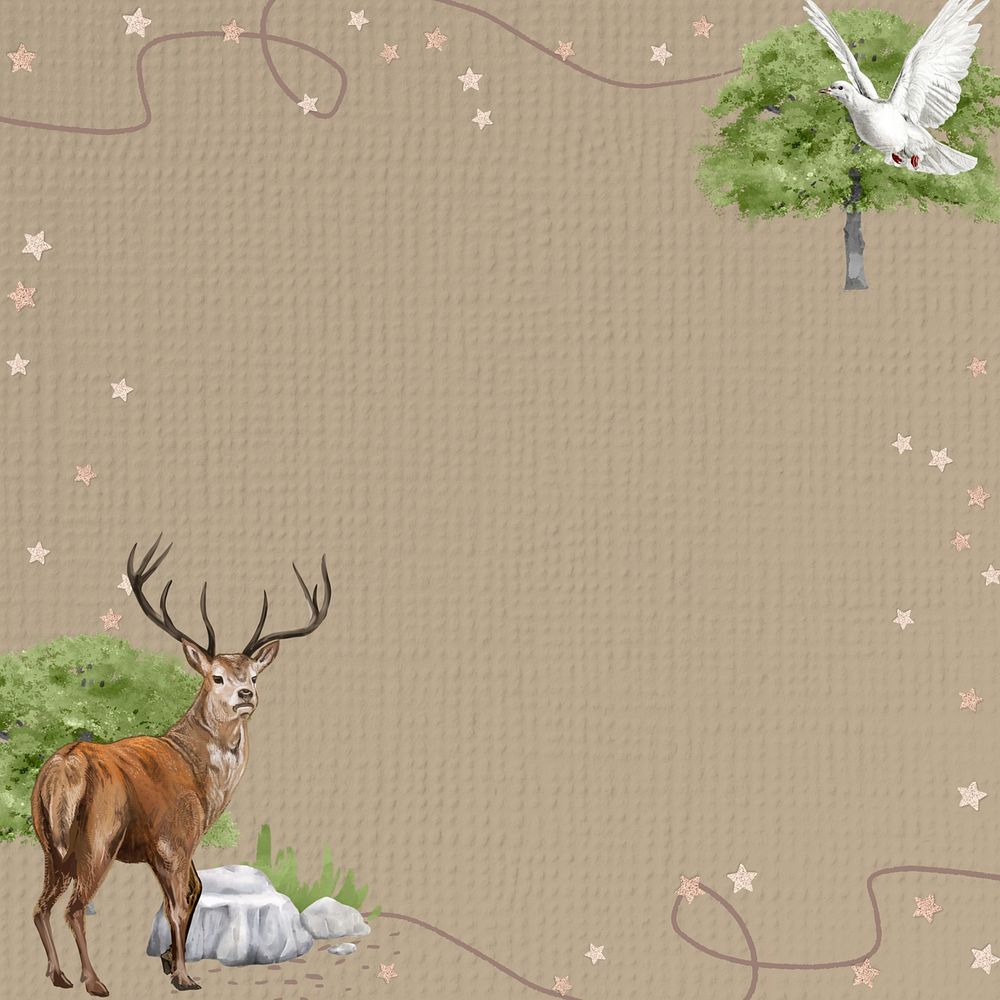 Aesthetic stag frame background, wildlife and nature