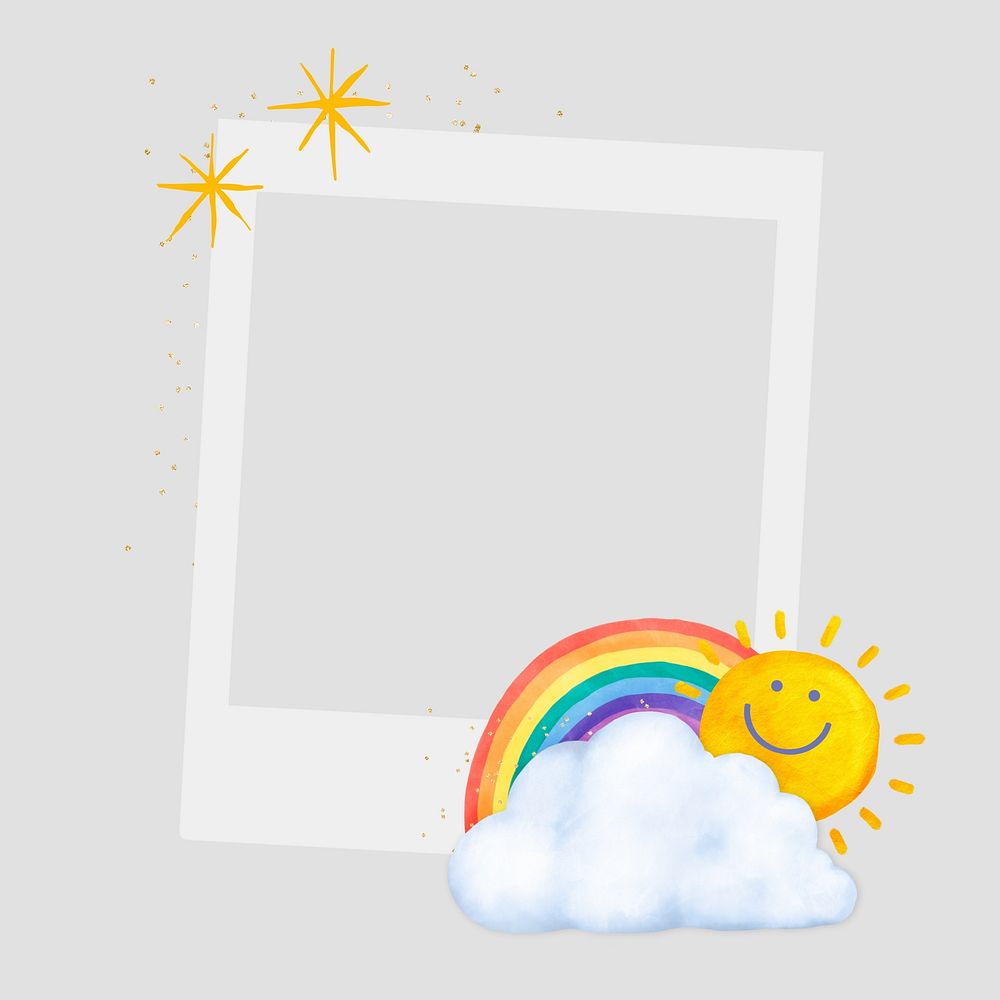 Cute rainbow instant film frame, collage design