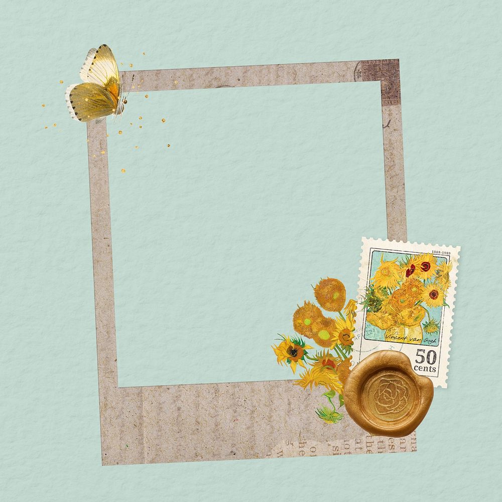 Van Gogh aesthetic instant film frame, collage design