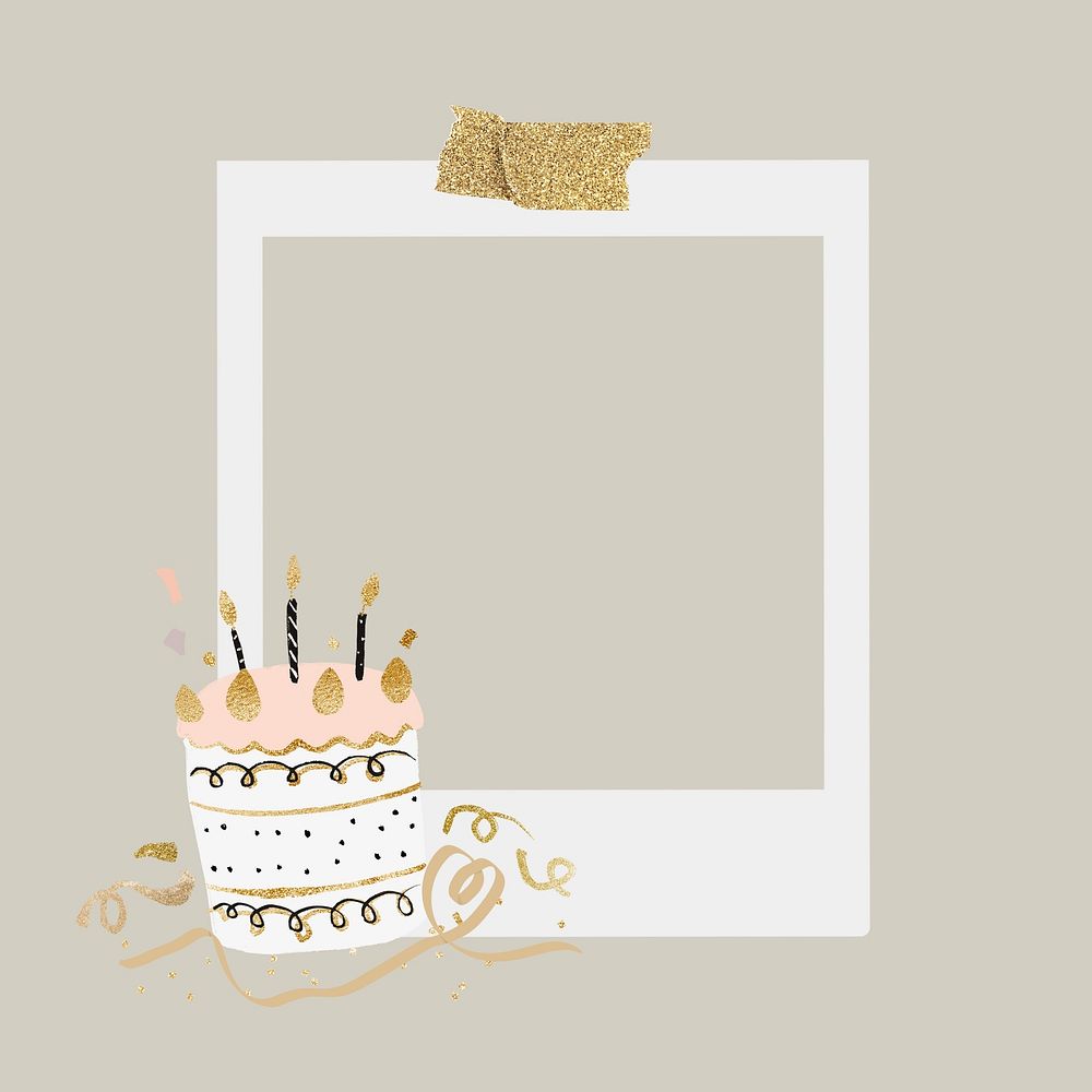 Birthday cake frame, instant photo film