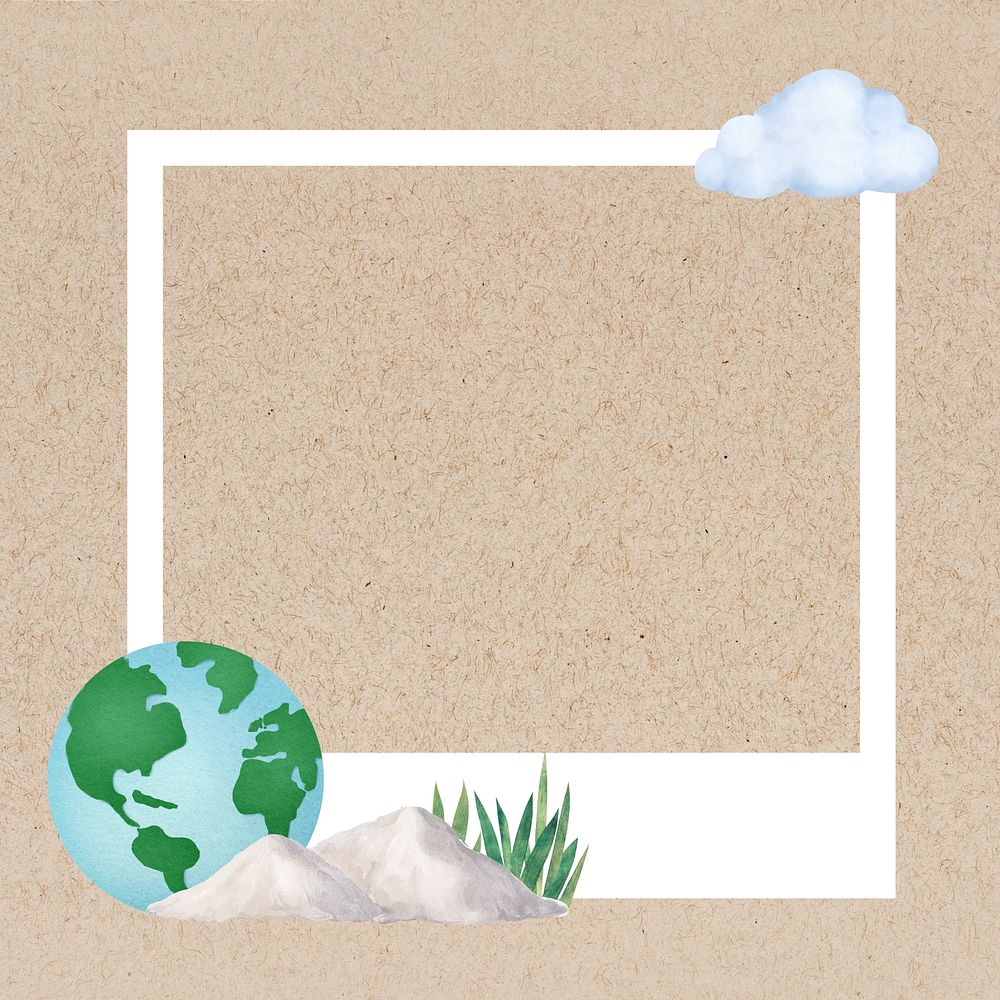 Environment globe instant film frame, nature collage