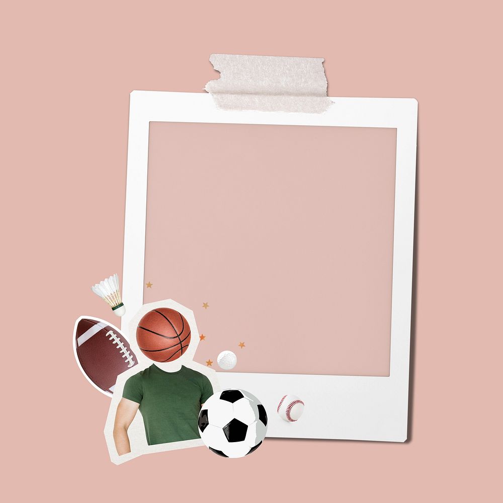 Sports aesthetic instant film frame, collage design