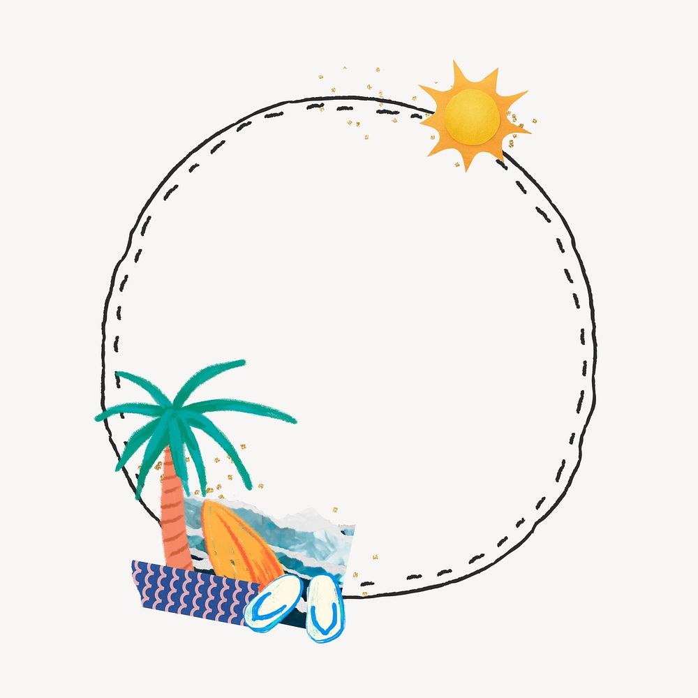 Summer palm tree frame, circle design