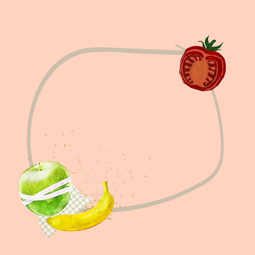 Healthy fruits frame, circle design