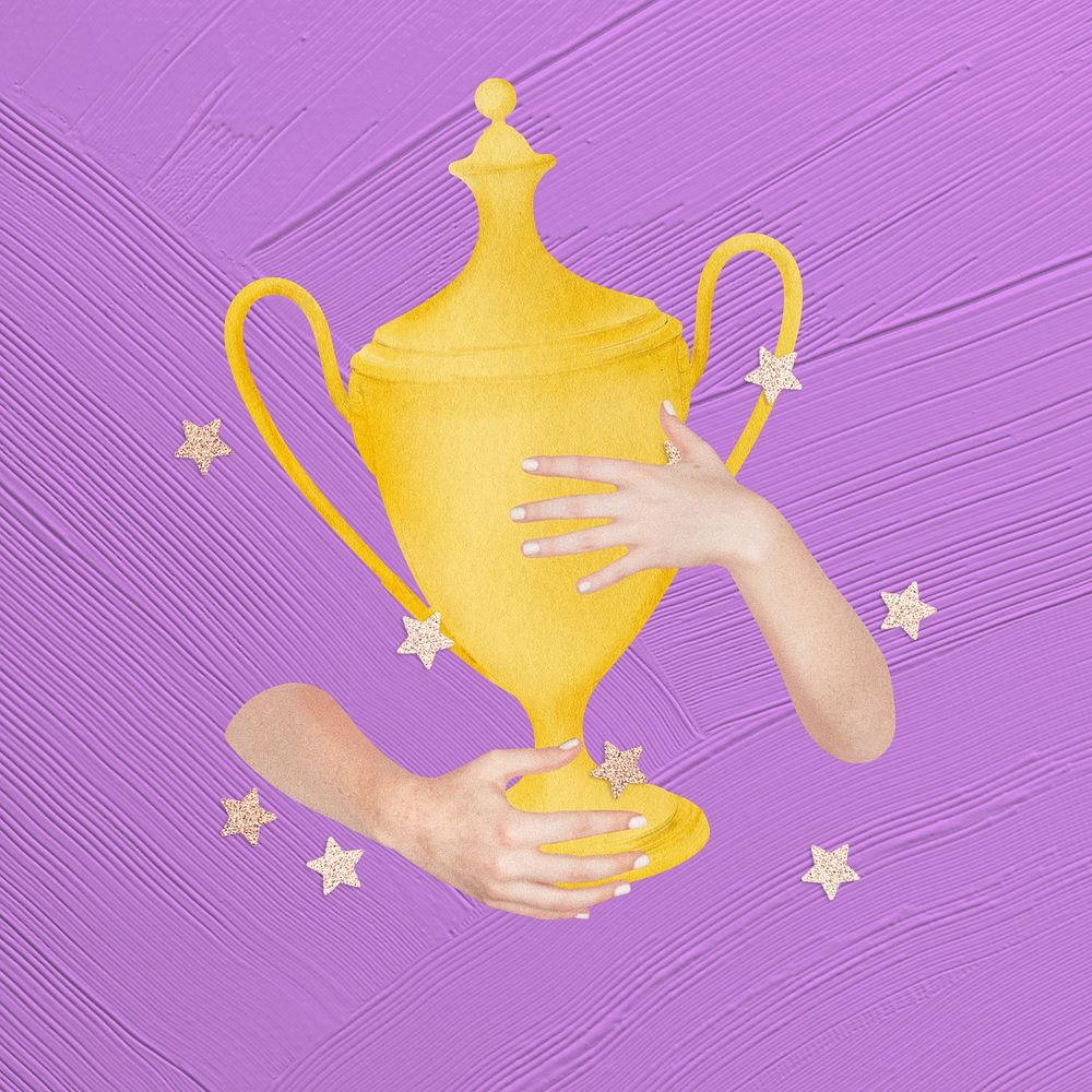 Success trophy illustration, winning reward
