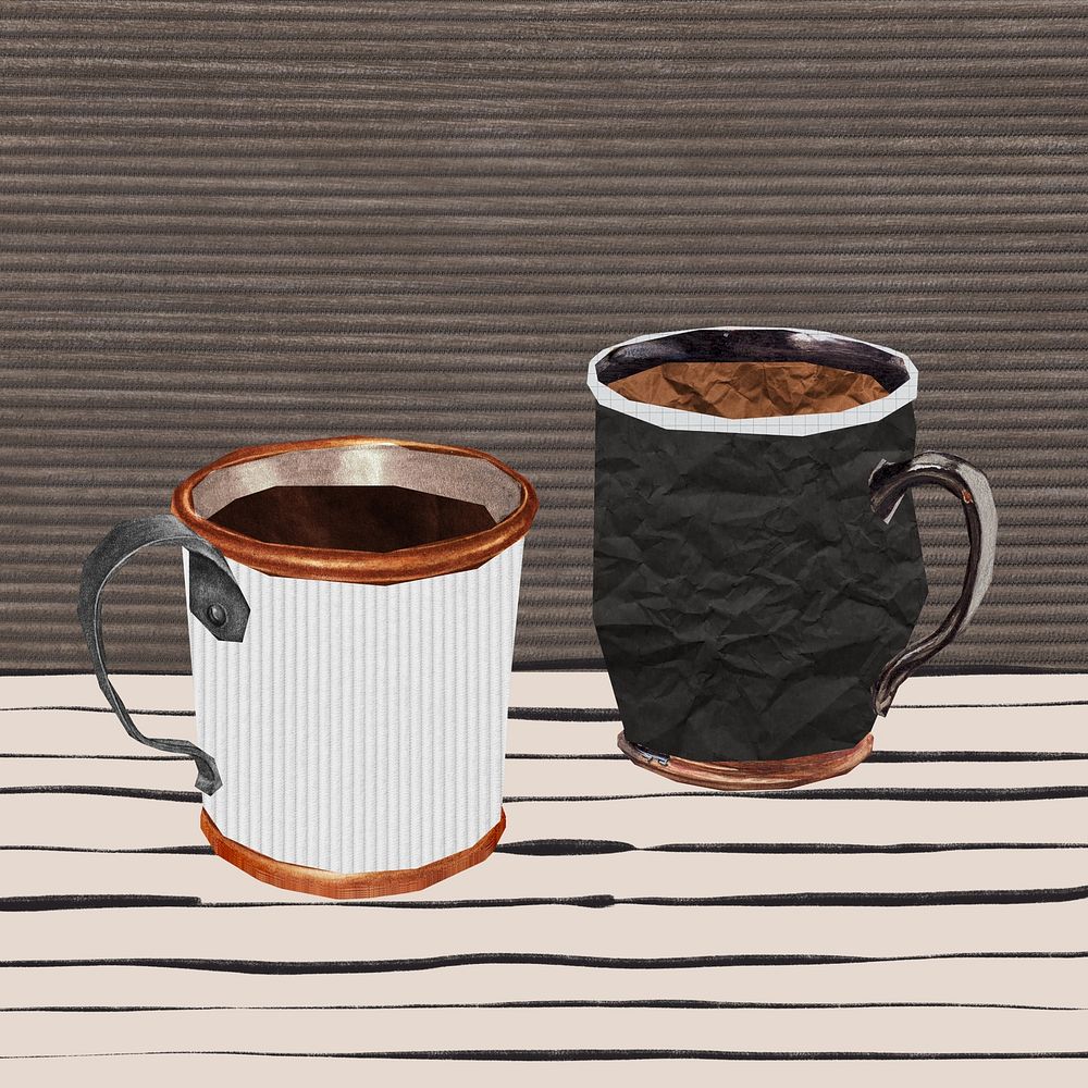 Coffee mugs  paper collage element