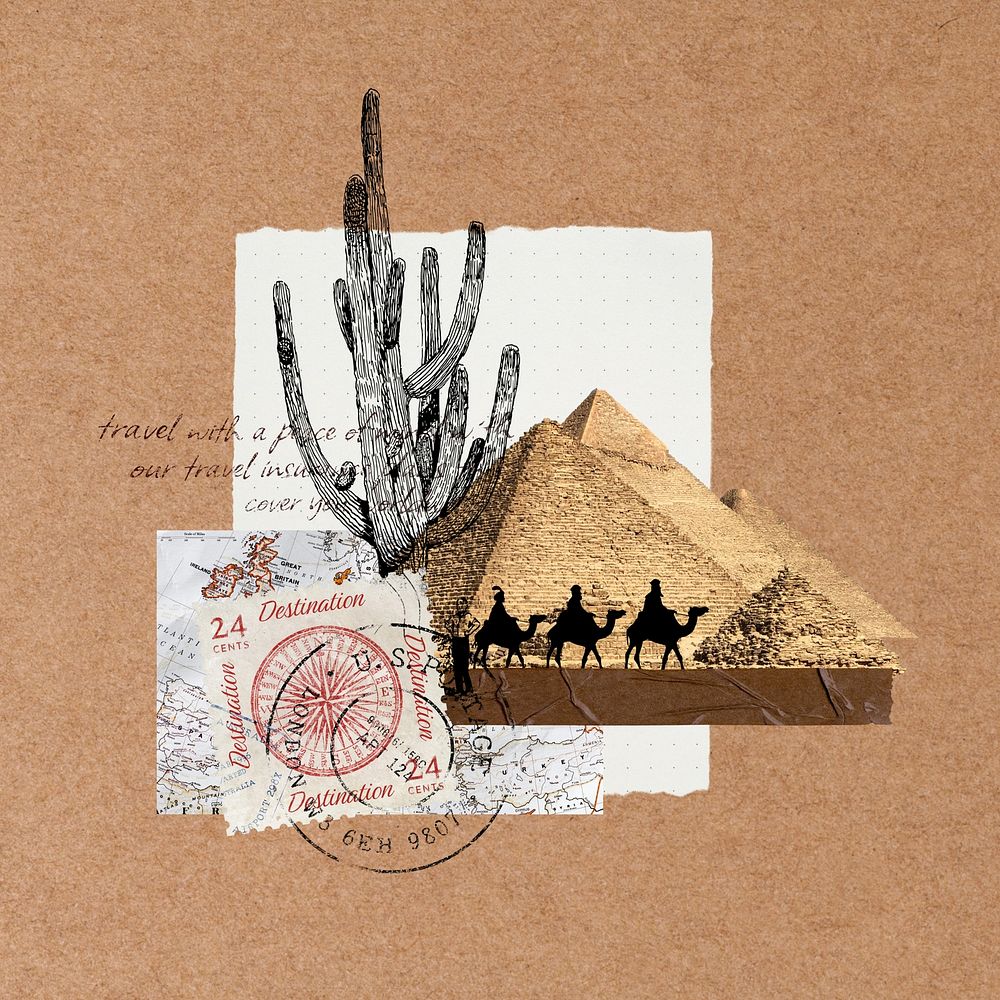 Egyptian pyramid , aesthetic travel collage