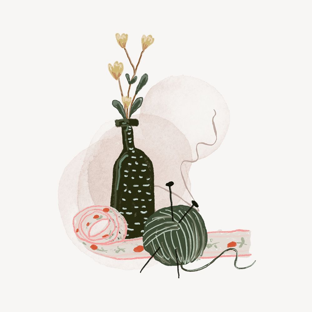 Flower knitting illustration, leisure activity