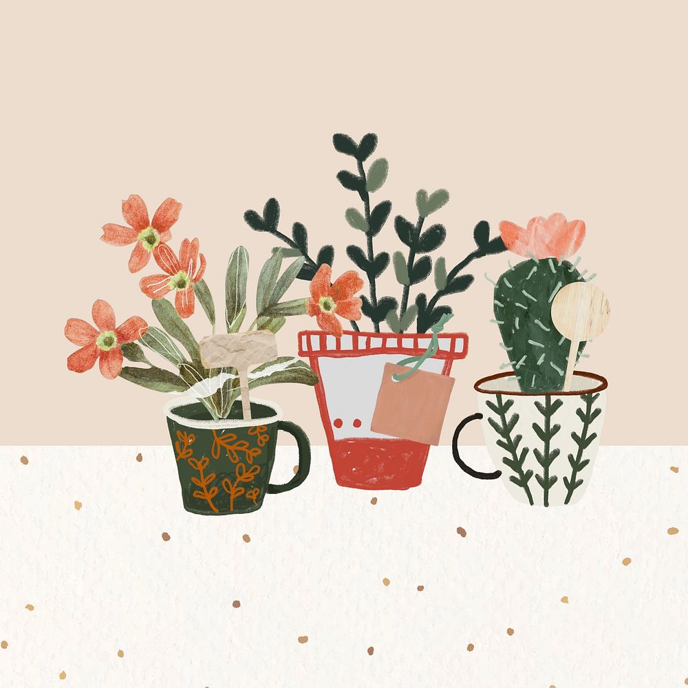 Houseplants, gardening hobby collage art