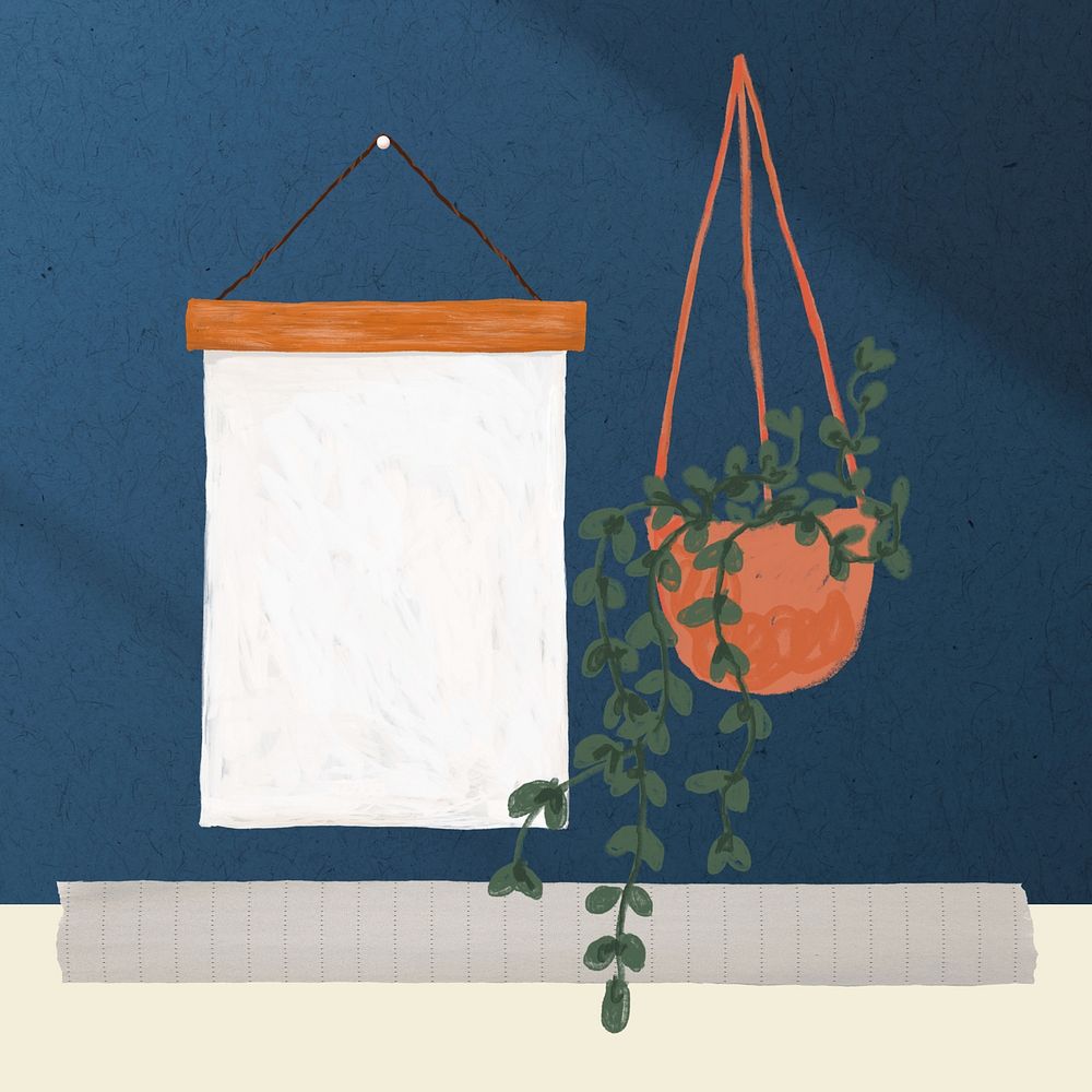 Indoor climbing plant, gardening hobby collage art
