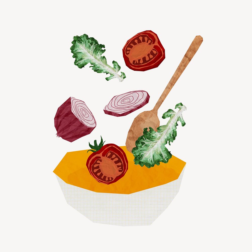 Healthy salad, food collage element
