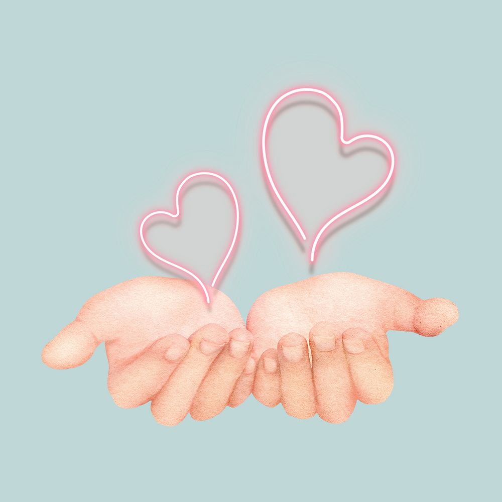 Hands presenting hearts, Valentine's collage