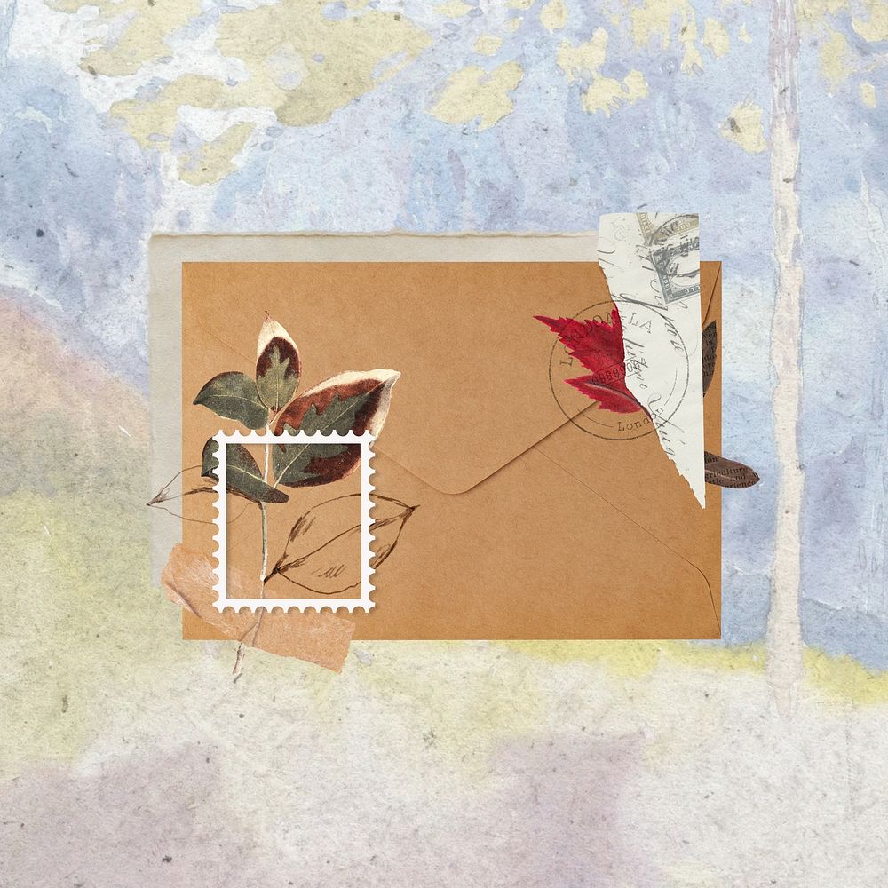 Autumn letter, aesthetic paper collage